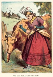 De oude vrouw en de koe